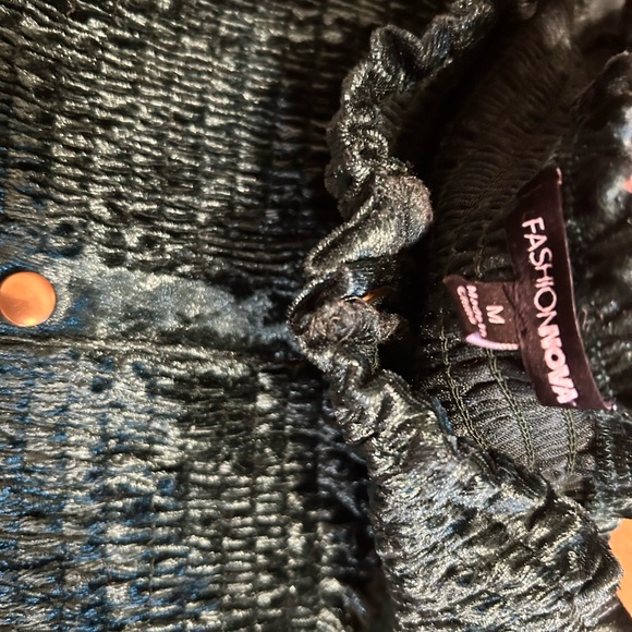 Fashion Nova Black Velvet Top with Button Accents - Picture 3 of 3